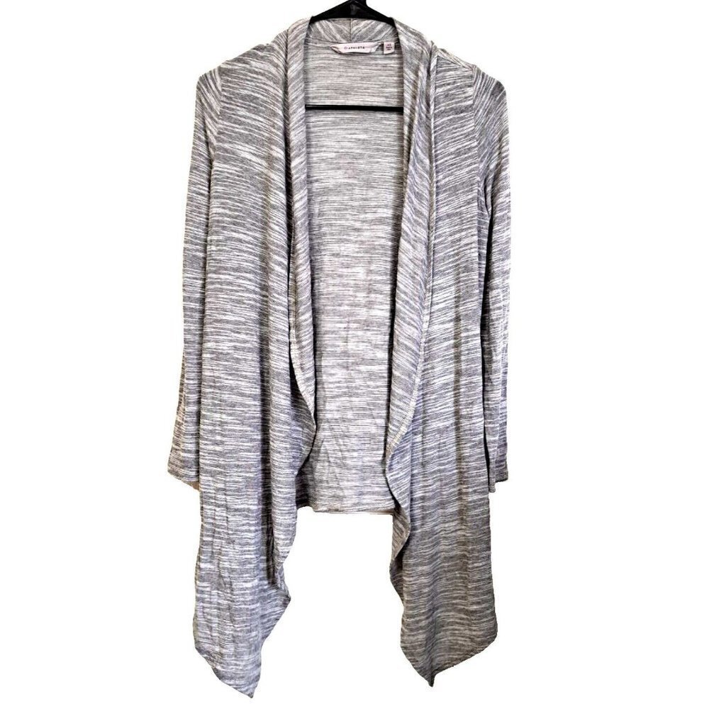 Athleta Coronado XS Gray & White Fly-Away Long Sleeve Waterfall Cardigan
